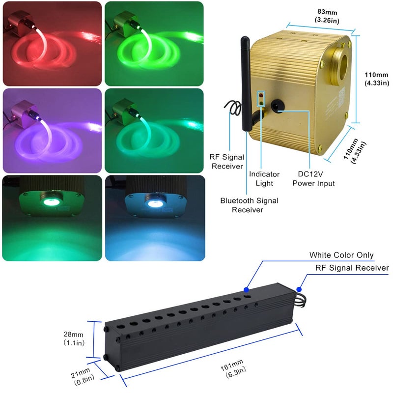 AZIMOM Bluetooth/App Control 16W Twinkle Fiber Optic Light Star Ceiling Lighting Kits with Shooting Star Effect Meteor Remote Music Mode RGBW 550pcs Fiber Strands for Home Car Interior Decoration - Image 3